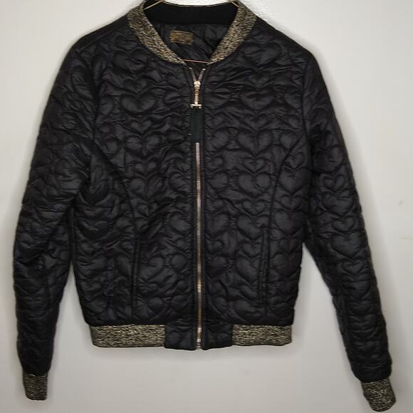 SOGO girls black heart puffer size medium jacket. - Picture 1 of 9